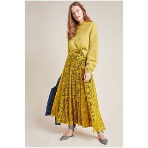 Eva Franco Anthropologue Maxi snake lace Yellow Skirt NWT fall sheer big wide